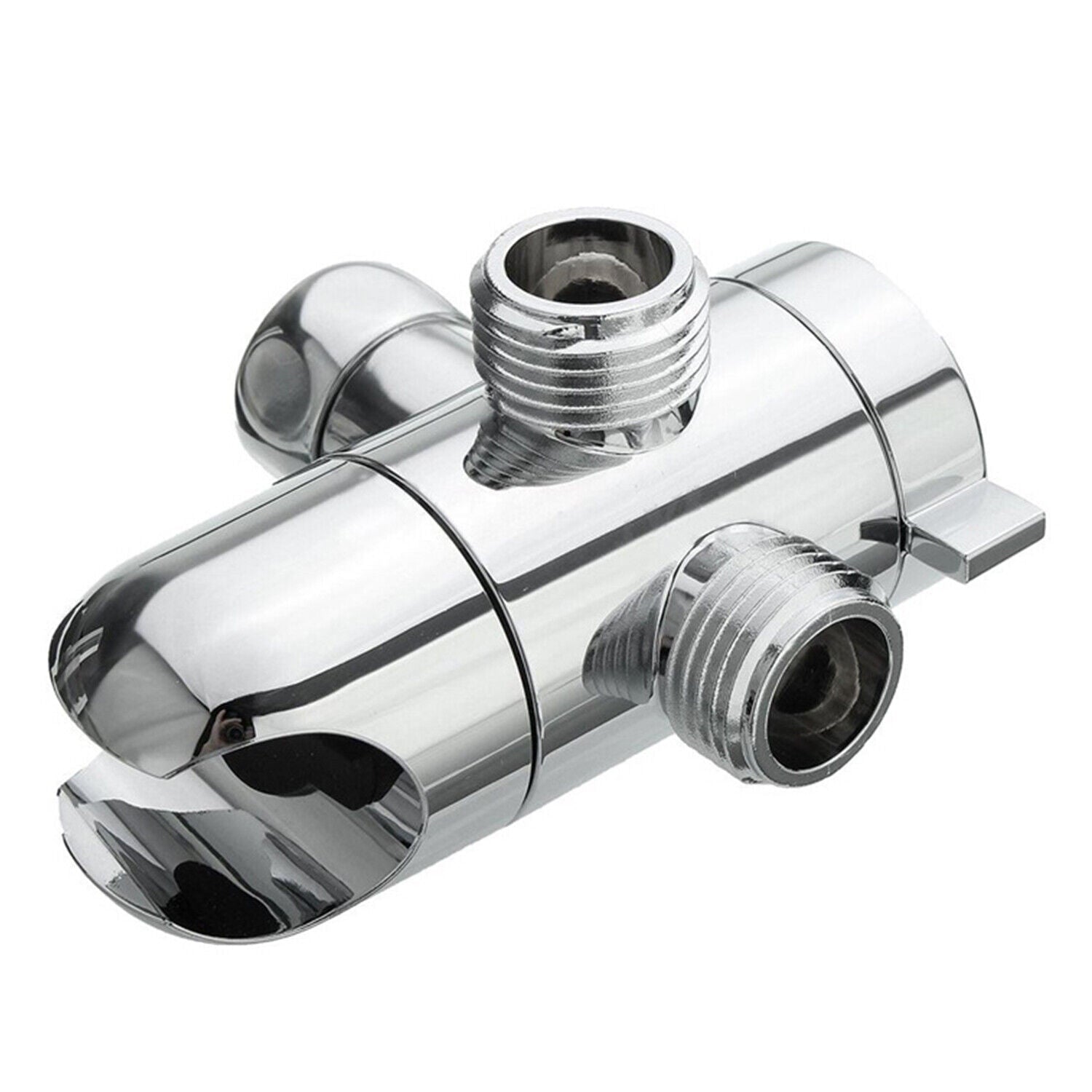 3-Way Shower Diverter chrome holder fitting close-up