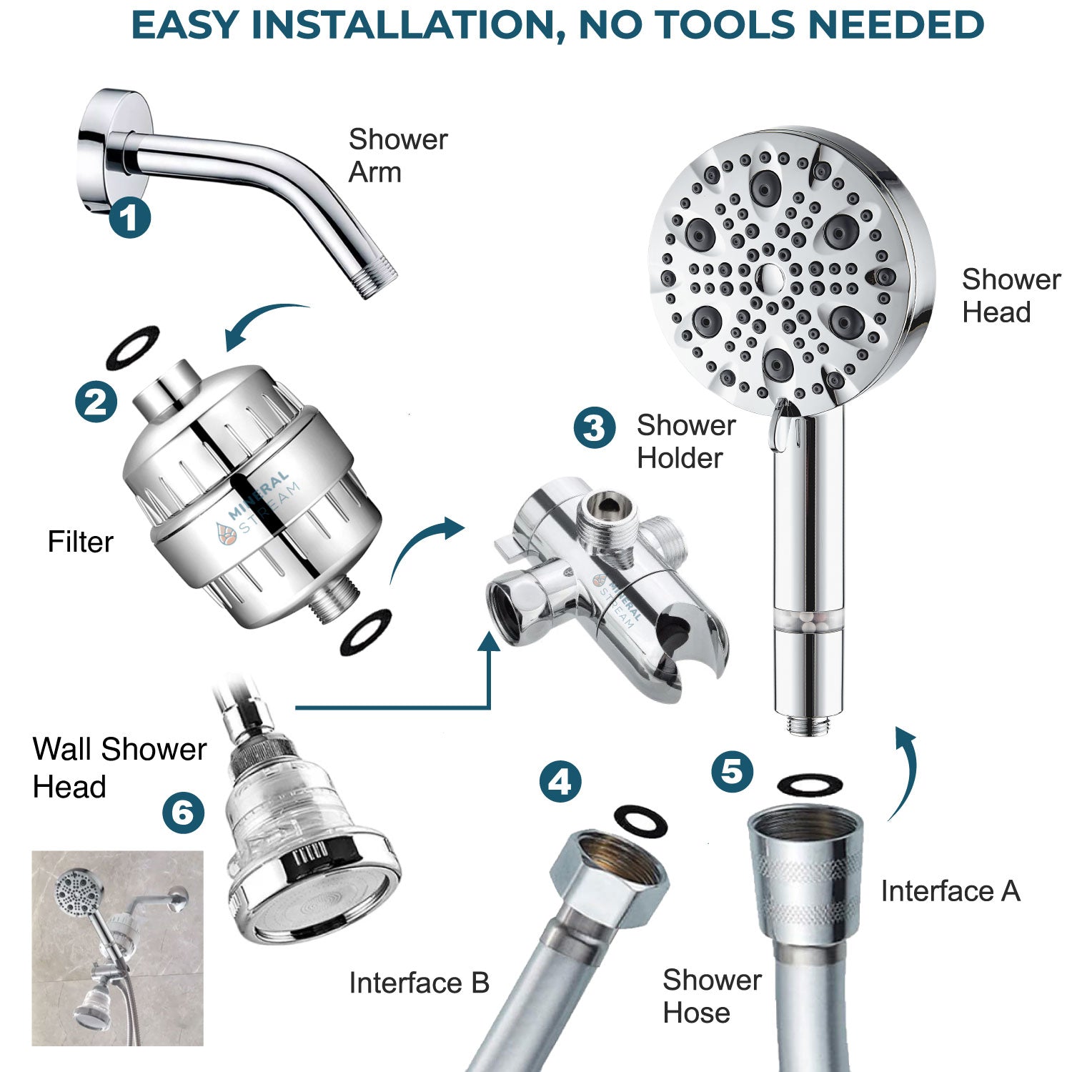 Sistema de ducha dual Luxe 9 modos con alcachofa de ducha