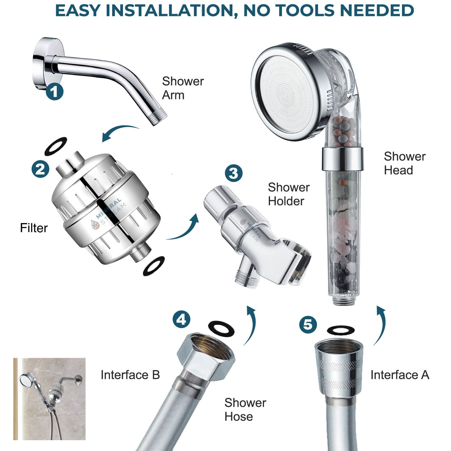 Kit completo de alcachofa de ducha Chakra