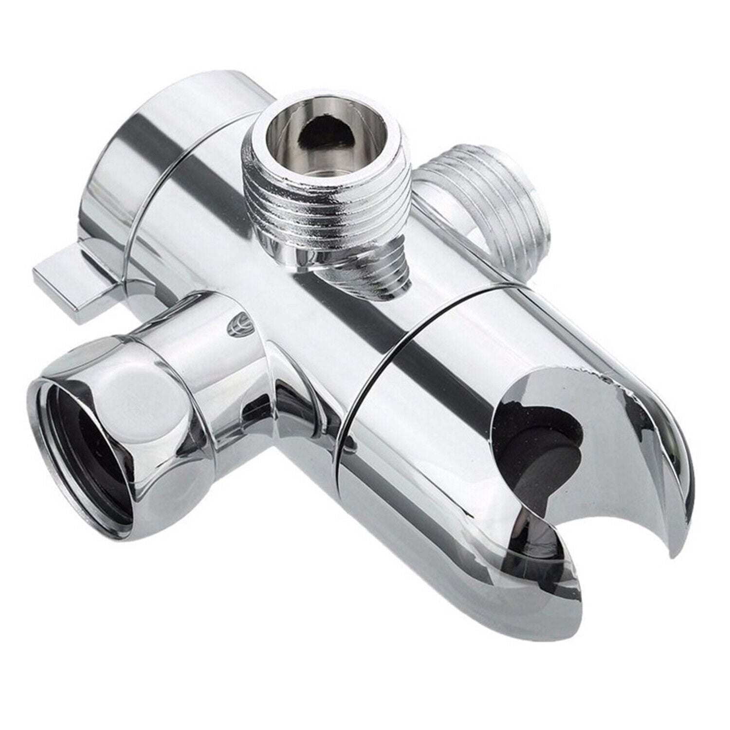 3-Way Shower Diverter in chrome - front view of the brass diverter valve