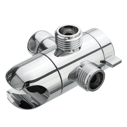 3-Way Shower Diverter chrome holder fitting close-up