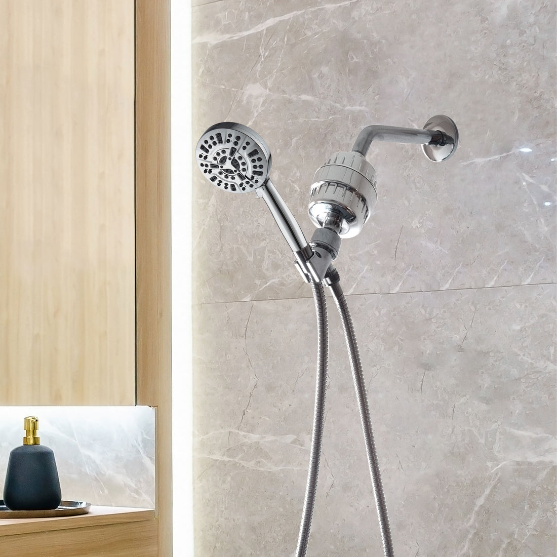 Luxe 10 Mode Showerhead Complete Shower Kit