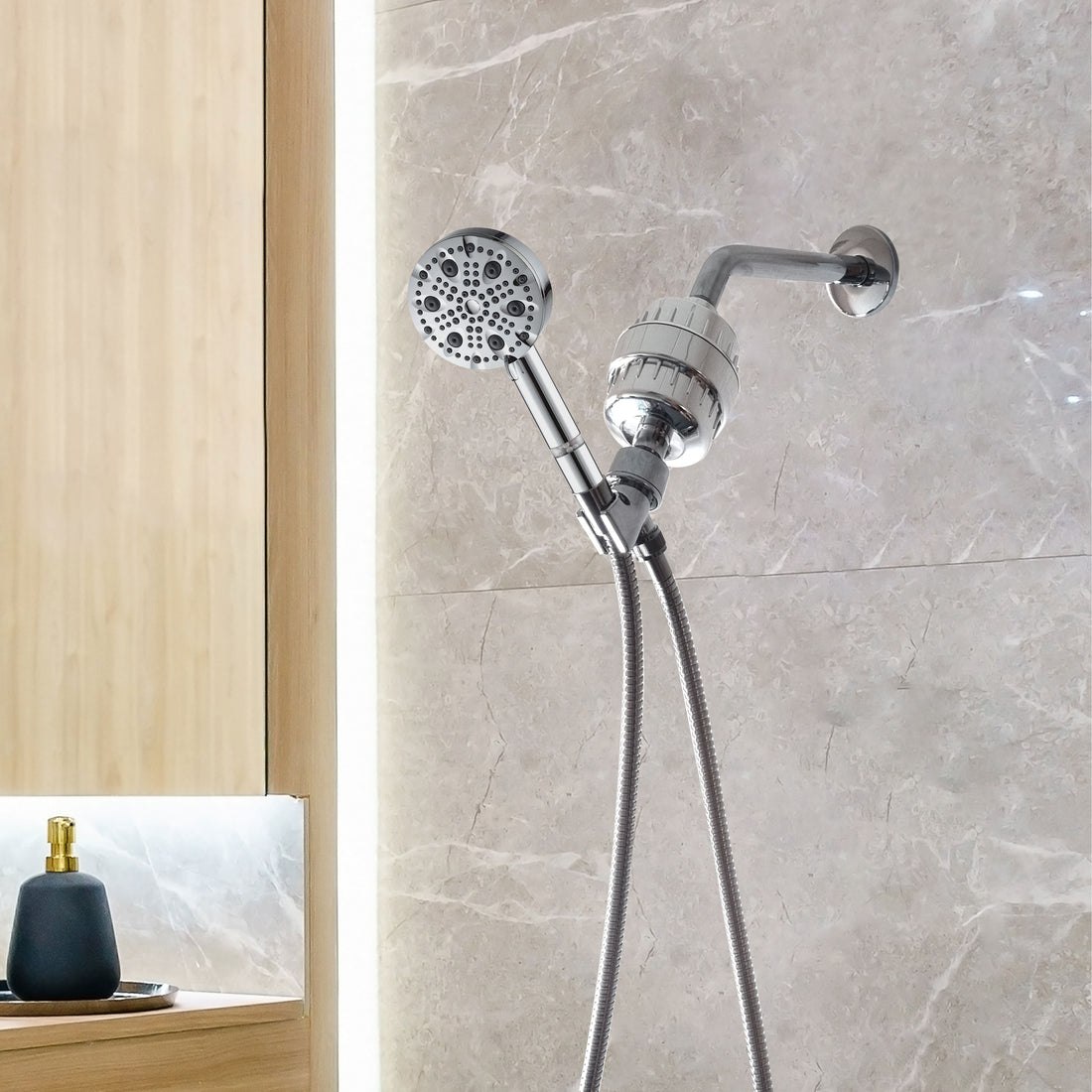 Luxe 9 Mode Showerhead Complete Shower Kit