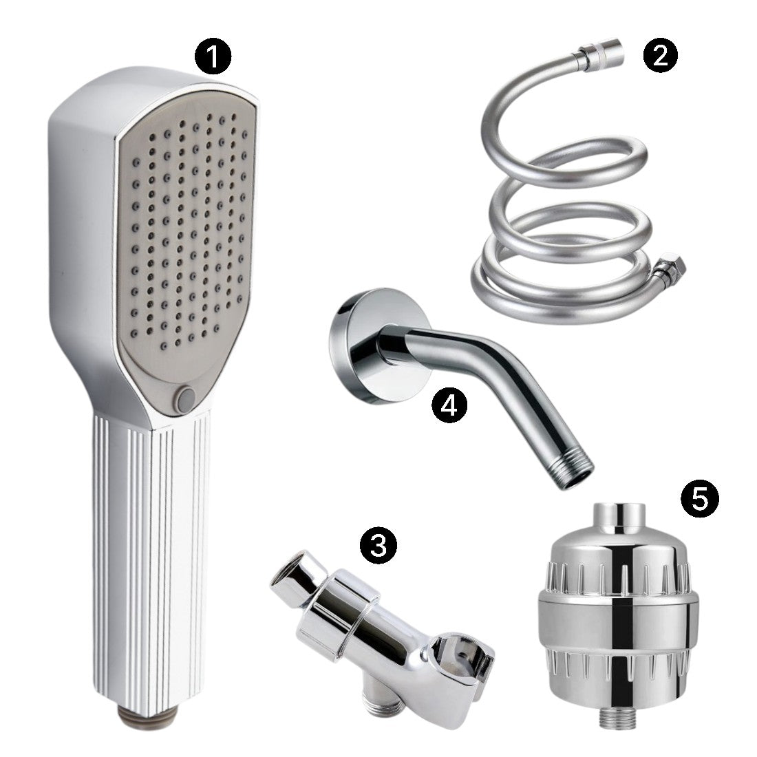Detangler Comb Showerhead Complete Shower Kit